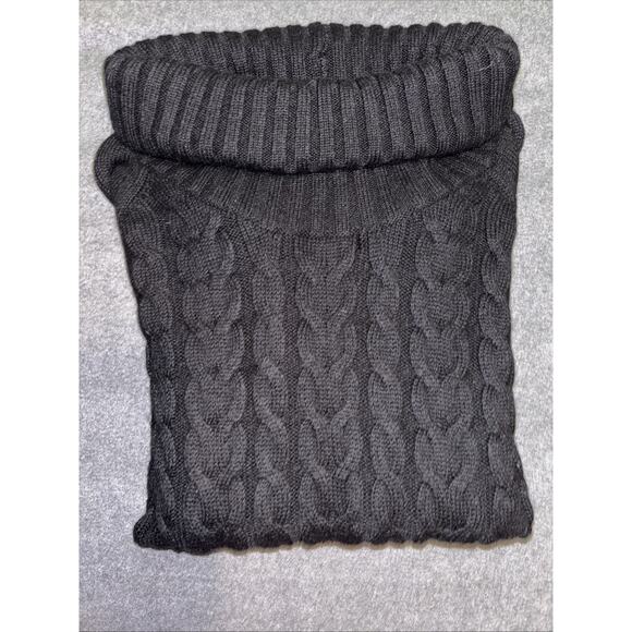 Banana Republic Sweater L Black Wool Chunky Fisherman Cable Knit Turtleneck - Picture 8 of 8